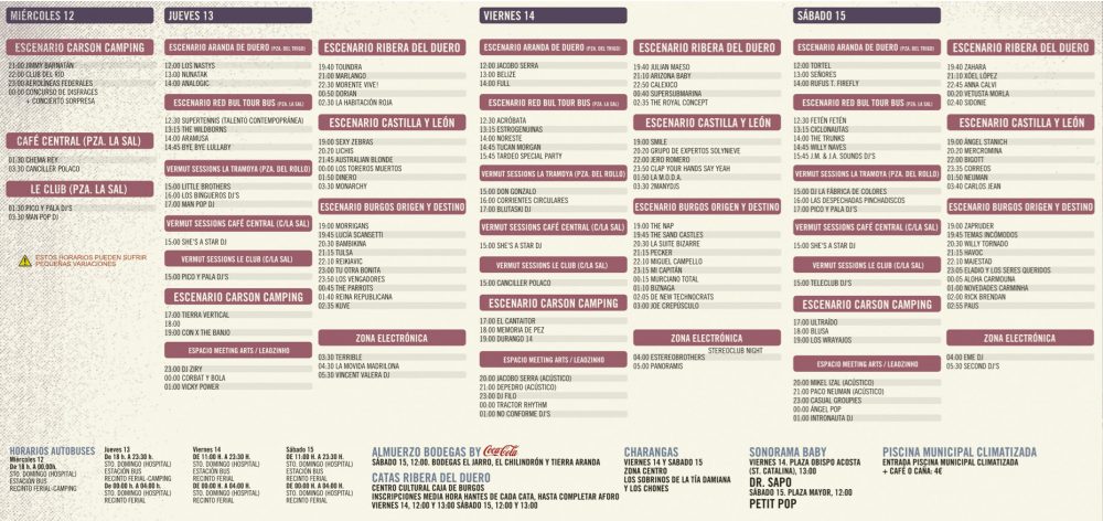 sonorama horarios 2015