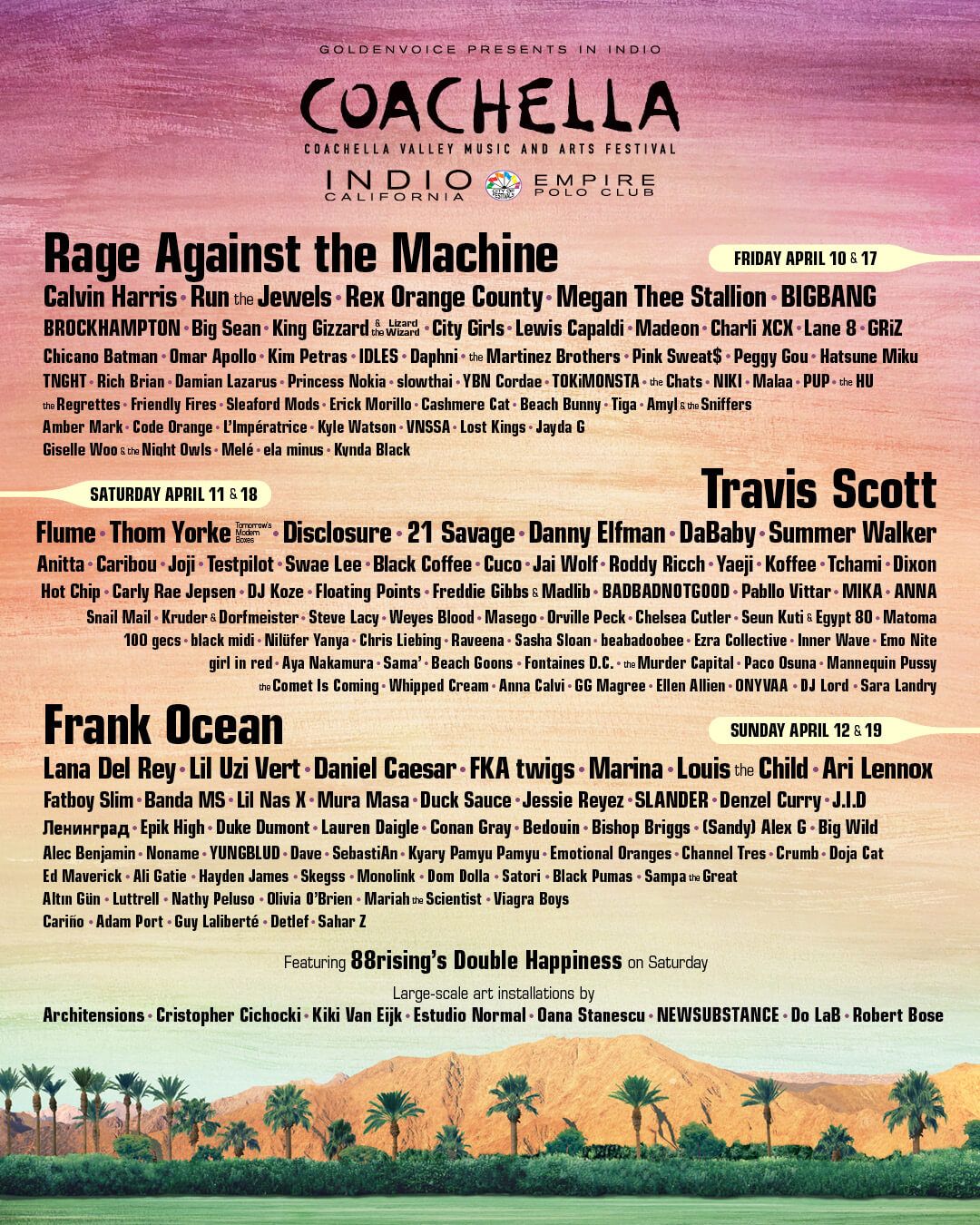 Ya está aquí el cartel del Coachella 2020